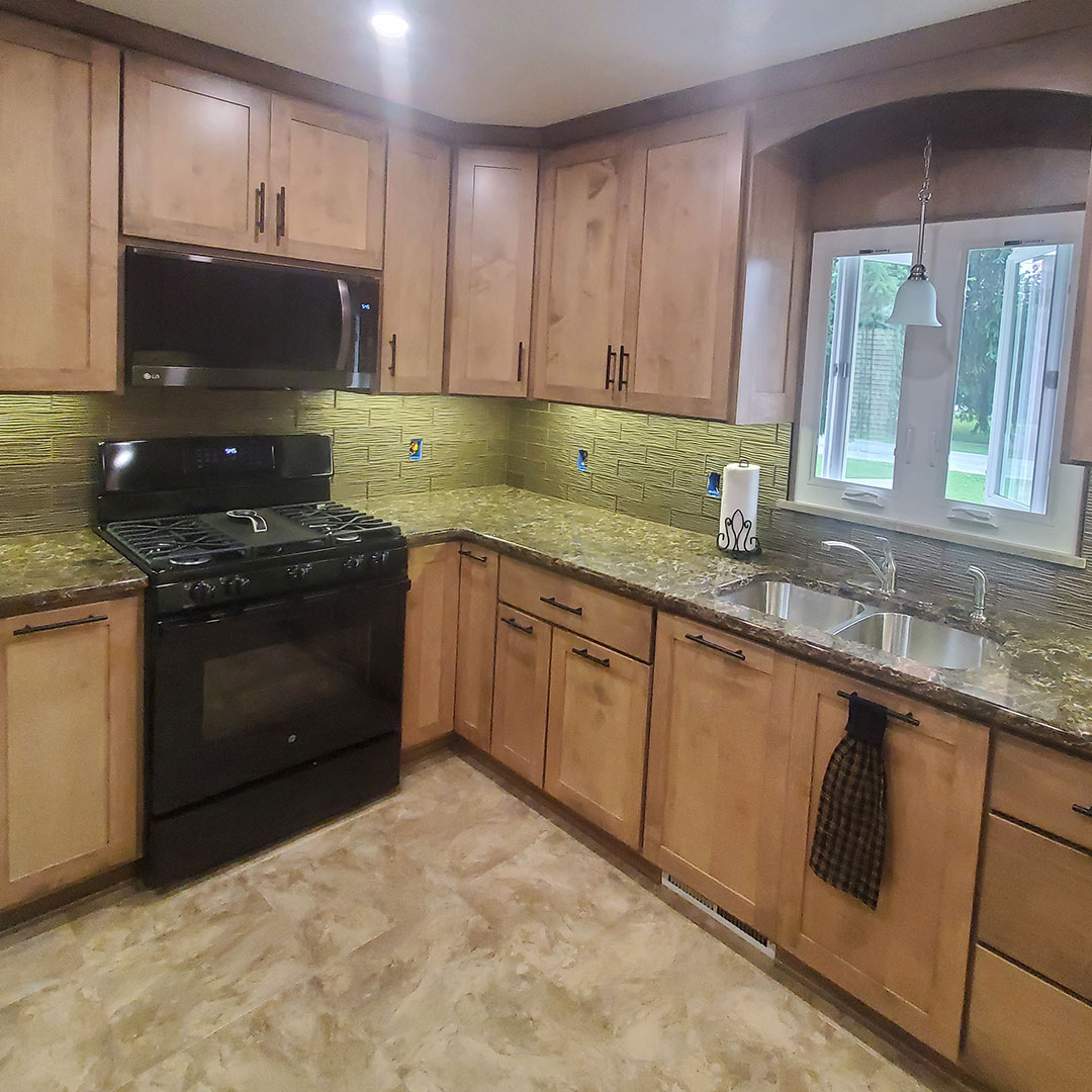 Tile backsplash with under-cabinet lighting in Wooster, Ohio